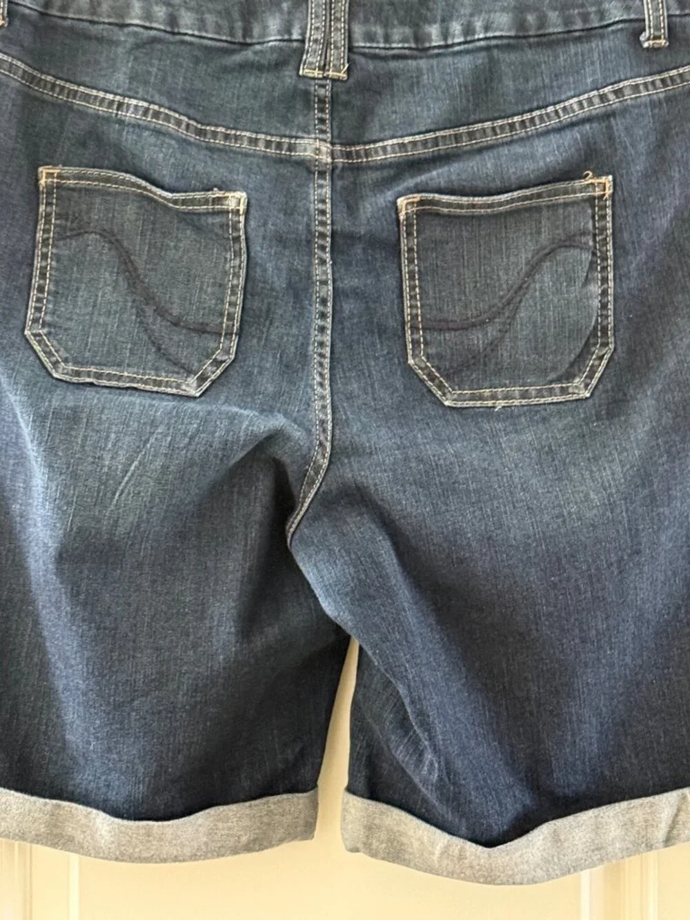 Lane Bryant Womens Bermuda Denim Shorts Size 16 Genius Fit Jeans Dark Wash With